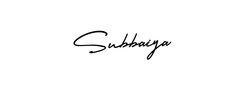 The best way (AmerikaSignatureDemo-Regular) to make a short signature is to pick only two or three words in your name. The name Subbaiya include a total of six letters. For converting this name. Subbaiya signature style 3 images and pictures png