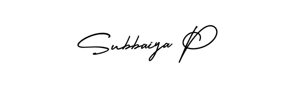 if you are searching for the best signature style for your name Subbaiya P. so please give up your signature search. here we have designed multiple signature styles  using AmerikaSignatureDemo-Regular. Subbaiya P signature style 3 images and pictures png