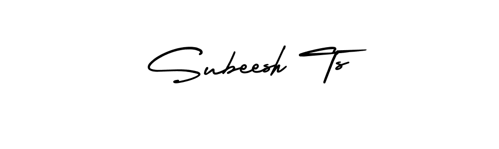 How to Draw Subeesh Ts signature style? AmerikaSignatureDemo-Regular is a latest design signature styles for name Subeesh Ts. Subeesh Ts signature style 3 images and pictures png