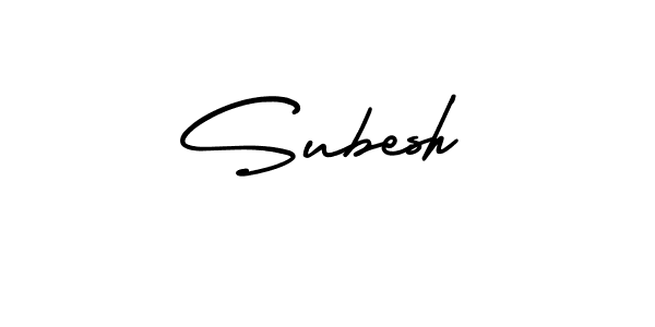 How to make Subesh name signature. Use AmerikaSignatureDemo-Regular style for creating short signs online. This is the latest handwritten sign. Subesh signature style 3 images and pictures png