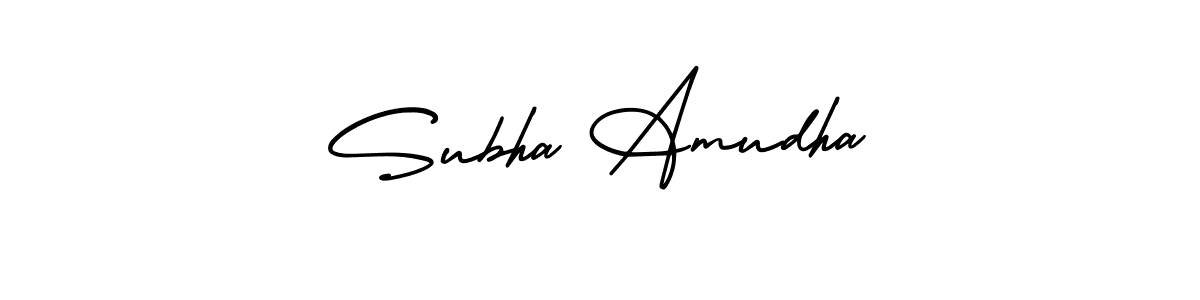 How to make Subha Amudha name signature. Use AmerikaSignatureDemo-Regular style for creating short signs online. This is the latest handwritten sign. Subha Amudha signature style 3 images and pictures png