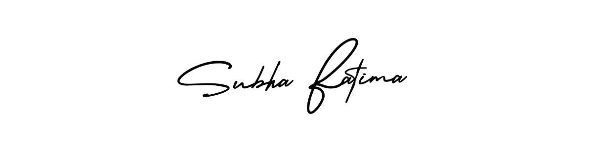You should practise on your own different ways (AmerikaSignatureDemo-Regular) to write your name (Subha Fatima) in signature. don't let someone else do it for you. Subha Fatima signature style 3 images and pictures png