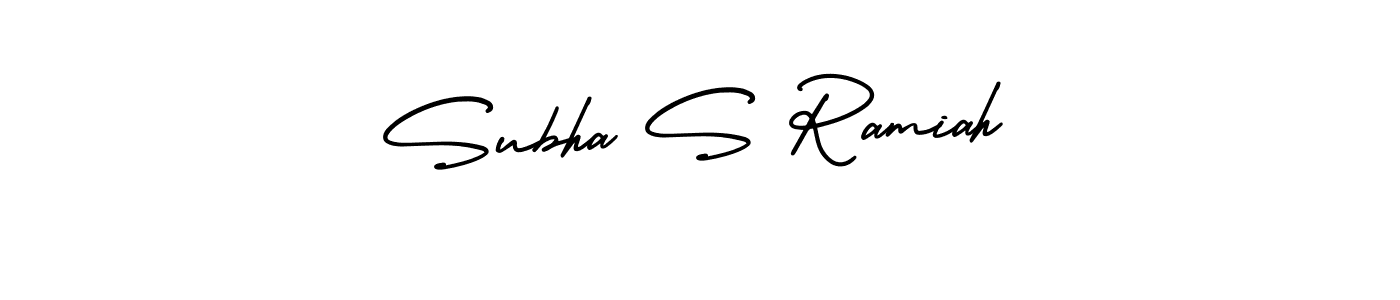 How to make Subha S Ramiah name signature. Use AmerikaSignatureDemo-Regular style for creating short signs online. This is the latest handwritten sign. Subha S Ramiah signature style 3 images and pictures png