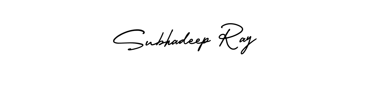 The best way (AmerikaSignatureDemo-Regular) to make a short signature is to pick only two or three words in your name. The name Subhadeep Ray include a total of six letters. For converting this name. Subhadeep Ray signature style 3 images and pictures png