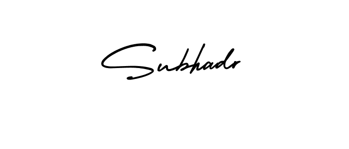 You should practise on your own different ways (AmerikaSignatureDemo-Regular) to write your name (Subhadr) in signature. don't let someone else do it for you. Subhadr signature style 3 images and pictures png