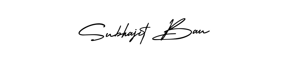 You should practise on your own different ways (AmerikaSignatureDemo-Regular) to write your name (Subhajit Bau) in signature. don't let someone else do it for you. Subhajit Bau signature style 3 images and pictures png