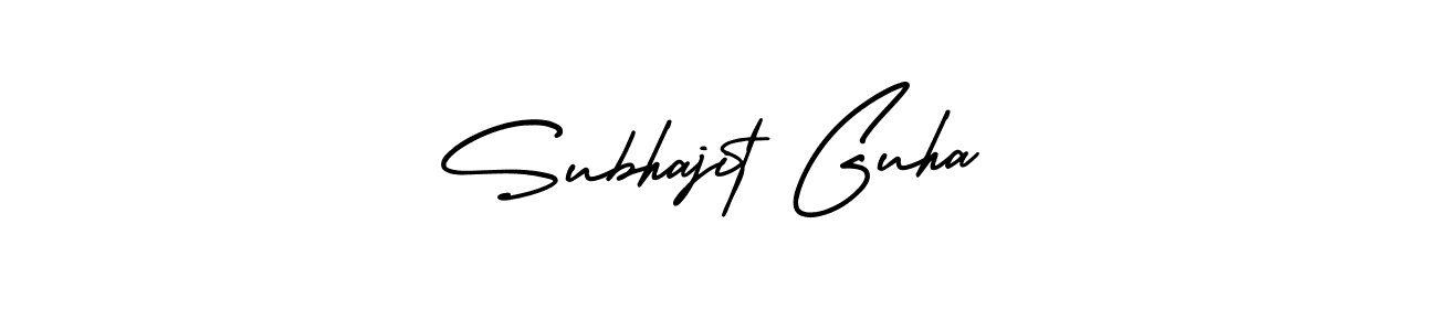 The best way (AmerikaSignatureDemo-Regular) to make a short signature is to pick only two or three words in your name. The name Subhajit Guha include a total of six letters. For converting this name. Subhajit Guha signature style 3 images and pictures png