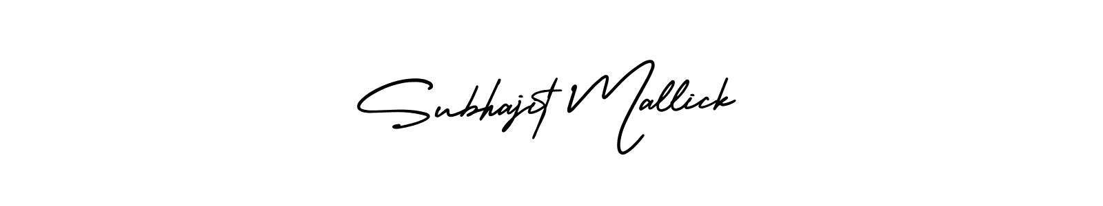 You should practise on your own different ways (AmerikaSignatureDemo-Regular) to write your name (Subhajit Mallick) in signature. don't let someone else do it for you. Subhajit Mallick signature style 3 images and pictures png