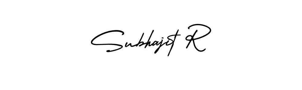 The best way (AmerikaSignatureDemo-Regular) to make a short signature is to pick only two or three words in your name. The name Subhajit R include a total of six letters. For converting this name. Subhajit R signature style 3 images and pictures png