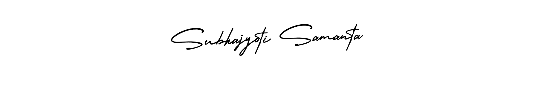 The best way (AmerikaSignatureDemo-Regular) to make a short signature is to pick only two or three words in your name. The name Subhajyoti Samanta include a total of six letters. For converting this name. Subhajyoti Samanta signature style 3 images and pictures png