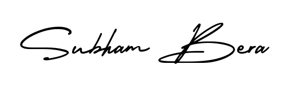 Practice writing Subham Bera with the flow of AmerikaSignatureDemo-Regular lettering. A fantastic source of inspiration for developing your personal signature style. Subham Bera signature style 3 images and pictures png