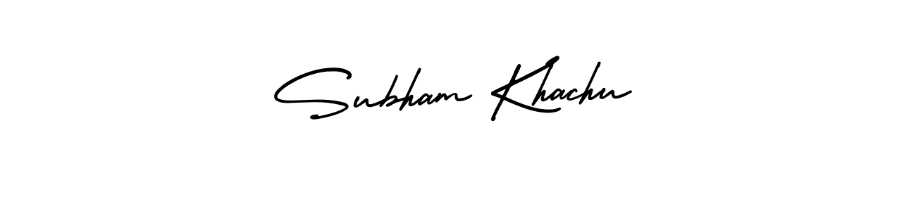 The best way (AmerikaSignatureDemo-Regular) to make a short signature is to pick only two or three words in your name. The name Subham Khachu include a total of six letters. For converting this name. Subham Khachu signature style 3 images and pictures png