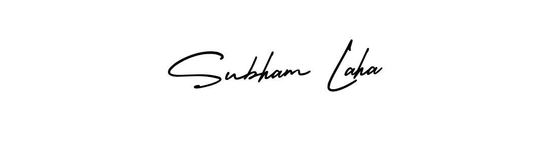 This is the best signature style for the Subham Laha name. Also you like these signature font (AmerikaSignatureDemo-Regular). Mix name signature. Subham Laha signature style 3 images and pictures png