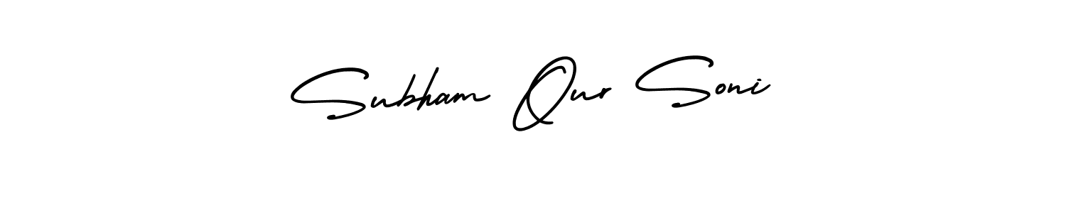 The best way (AmerikaSignatureDemo-Regular) to make a short signature is to pick only two or three words in your name. The name Subham Our Soni include a total of six letters. For converting this name. Subham Our Soni signature style 3 images and pictures png