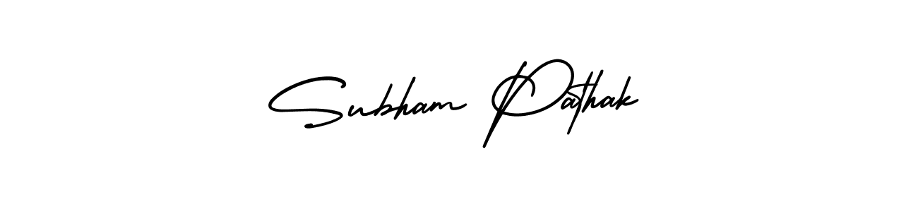The best way (AmerikaSignatureDemo-Regular) to make a short signature is to pick only two or three words in your name. The name Subham Pathak include a total of six letters. For converting this name. Subham Pathak signature style 3 images and pictures png