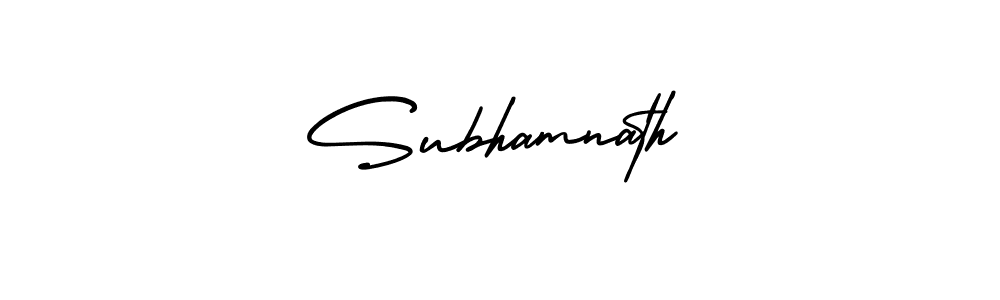 The best way (AmerikaSignatureDemo-Regular) to make a short signature is to pick only two or three words in your name. The name Subhamnath include a total of six letters. For converting this name. Subhamnath signature style 3 images and pictures png