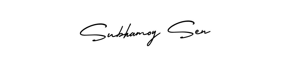 Create a beautiful signature design for name Subhamoy Sen. With this signature (AmerikaSignatureDemo-Regular) fonts, you can make a handwritten signature for free. Subhamoy Sen signature style 3 images and pictures png