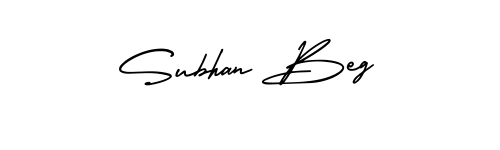 You should practise on your own different ways (AmerikaSignatureDemo-Regular) to write your name (Subhan Beg) in signature. don't let someone else do it for you. Subhan Beg signature style 3 images and pictures png