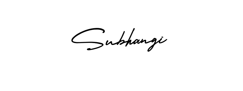 The best way (AmerikaSignatureDemo-Regular) to make a short signature is to pick only two or three words in your name. The name Subhangi include a total of six letters. For converting this name. Subhangi signature style 3 images and pictures png