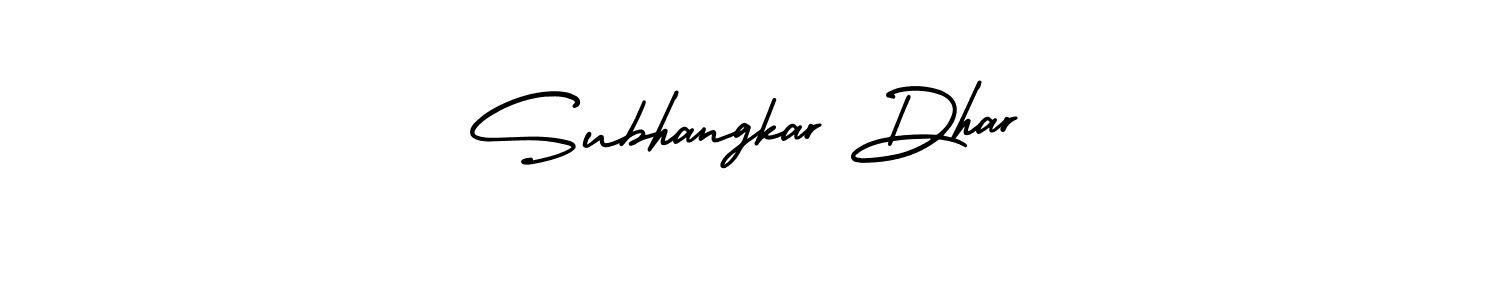 The best way (AmerikaSignatureDemo-Regular) to make a short signature is to pick only two or three words in your name. The name Subhangkar Dhar include a total of six letters. For converting this name. Subhangkar Dhar signature style 3 images and pictures png