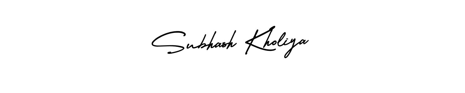 The best way (AmerikaSignatureDemo-Regular) to make a short signature is to pick only two or three words in your name. The name Subhash Kholiya include a total of six letters. For converting this name. Subhash Kholiya signature style 3 images and pictures png