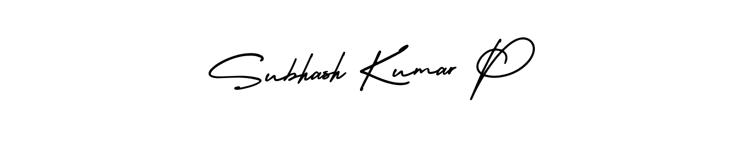 Use a signature maker to create a handwritten signature online. With this signature software, you can design (AmerikaSignatureDemo-Regular) your own signature for name Subhash Kumar P. Subhash Kumar P signature style 3 images and pictures png