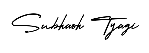 Create a personalized artistic stamp with Subhash Tyagi in AmerikaSignatureDemo-Regular font. Perfect for visual artists, designers, and influencers. Subhash Tyagi signature style 3 images and pictures png