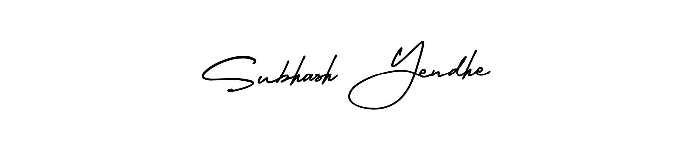 You should practise on your own different ways (AmerikaSignatureDemo-Regular) to write your name (Subhash Yendhe) in signature. don't let someone else do it for you. Subhash Yendhe signature style 3 images and pictures png