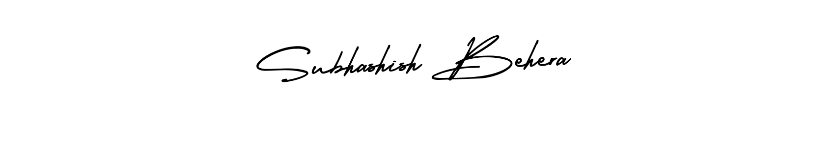 You should practise on your own different ways (AmerikaSignatureDemo-Regular) to write your name (Subhashish Behera) in signature. don't let someone else do it for you. Subhashish Behera signature style 3 images and pictures png