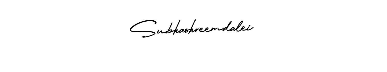 You should practise on your own different ways (AmerikaSignatureDemo-Regular) to write your name (Subhashreemdalei) in signature. don't let someone else do it for you. Subhashreemdalei signature style 3 images and pictures png