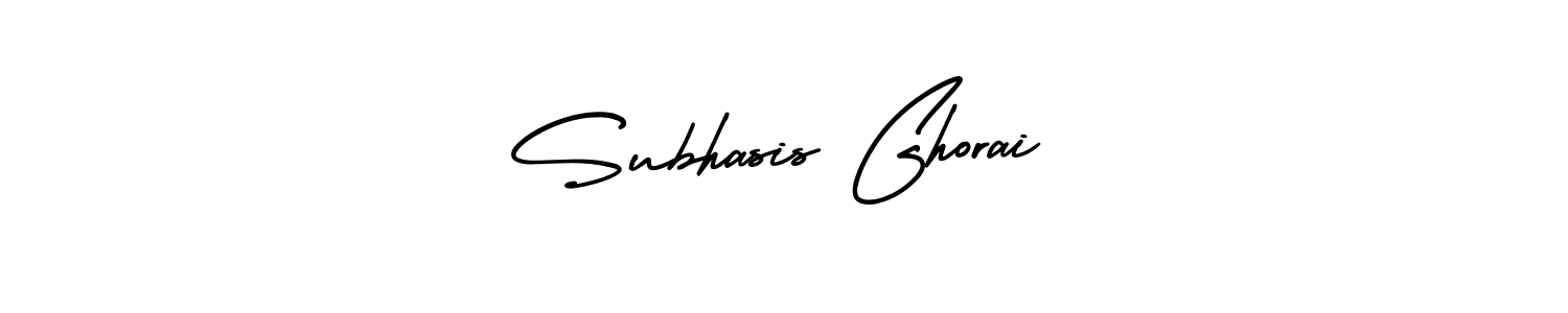 The best way (AmerikaSignatureDemo-Regular) to make a short signature is to pick only two or three words in your name. The name Subhasis Ghorai include a total of six letters. For converting this name. Subhasis Ghorai signature style 3 images and pictures png