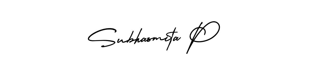 Subhasmita P stylish signature style. Best Handwritten Sign (AmerikaSignatureDemo-Regular) for my name. Handwritten Signature Collection Ideas for my name Subhasmita P. Subhasmita P signature style 3 images and pictures png