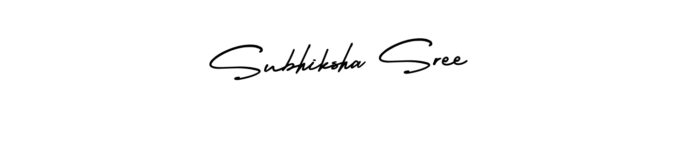 You should practise on your own different ways (AmerikaSignatureDemo-Regular) to write your name (Subhiksha Sree) in signature. don't let someone else do it for you. Subhiksha Sree signature style 3 images and pictures png