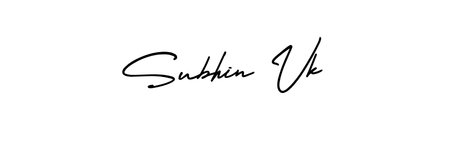 How to make Subhin Vk name signature. Use AmerikaSignatureDemo-Regular style for creating short signs online. This is the latest handwritten sign. Subhin Vk signature style 3 images and pictures png