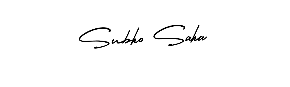 You should practise on your own different ways (AmerikaSignatureDemo-Regular) to write your name (Subho Saha) in signature. don't let someone else do it for you. Subho Saha signature style 3 images and pictures png