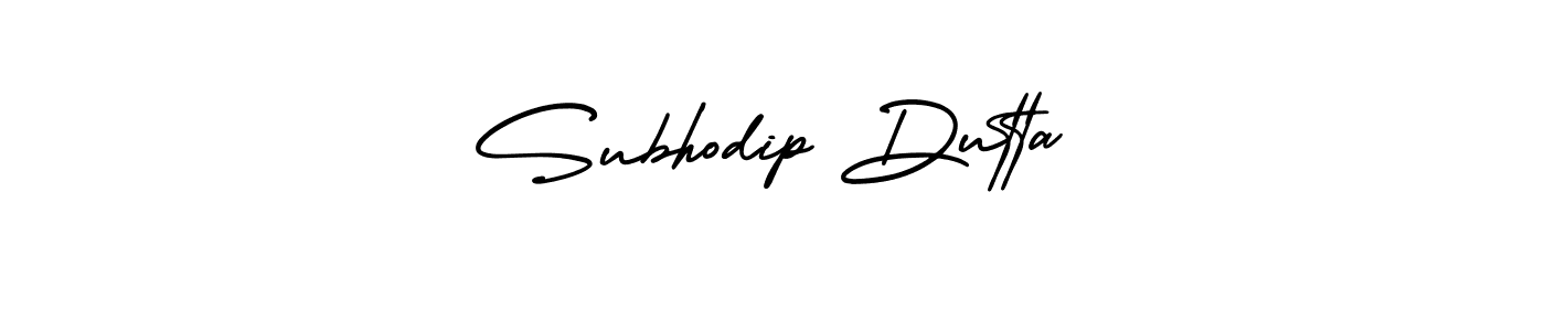 You should practise on your own different ways (AmerikaSignatureDemo-Regular) to write your name (Subhodip Dutta) in signature. don't let someone else do it for you. Subhodip Dutta signature style 3 images and pictures png