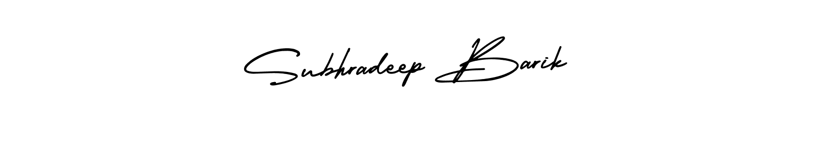 You should practise on your own different ways (AmerikaSignatureDemo-Regular) to write your name (Subhradeep Barik) in signature. don't let someone else do it for you. Subhradeep Barik signature style 3 images and pictures png
