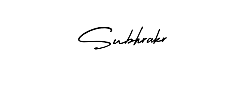 The best way (AmerikaSignatureDemo-Regular) to make a short signature is to pick only two or three words in your name. The name Subhrakr include a total of six letters. For converting this name. Subhrakr signature style 3 images and pictures png