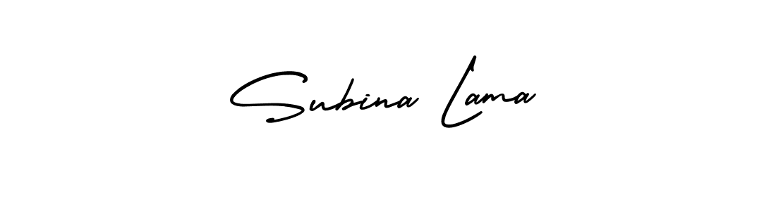 How to make Subina Lama name signature. Use AmerikaSignatureDemo-Regular style for creating short signs online. This is the latest handwritten sign. Subina Lama signature style 3 images and pictures png