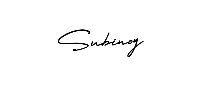 How to Draw Subinoy signature style? AmerikaSignatureDemo-Regular is a latest design signature styles for name Subinoy. Subinoy signature style 3 images and pictures png