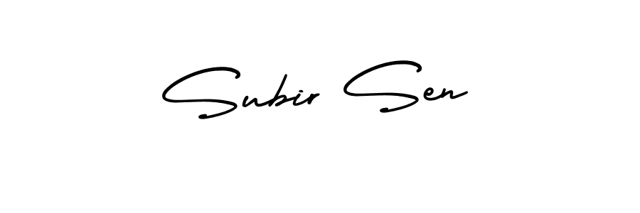 How to Draw Subir Sen signature style? AmerikaSignatureDemo-Regular is a latest design signature styles for name Subir Sen. Subir Sen signature style 3 images and pictures png