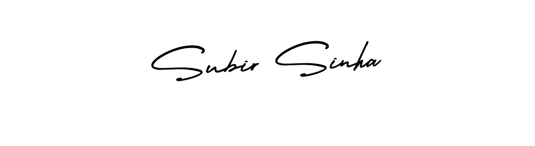 You should practise on your own different ways (AmerikaSignatureDemo-Regular) to write your name (Subir Sinha) in signature. don't let someone else do it for you. Subir Sinha signature style 3 images and pictures png
