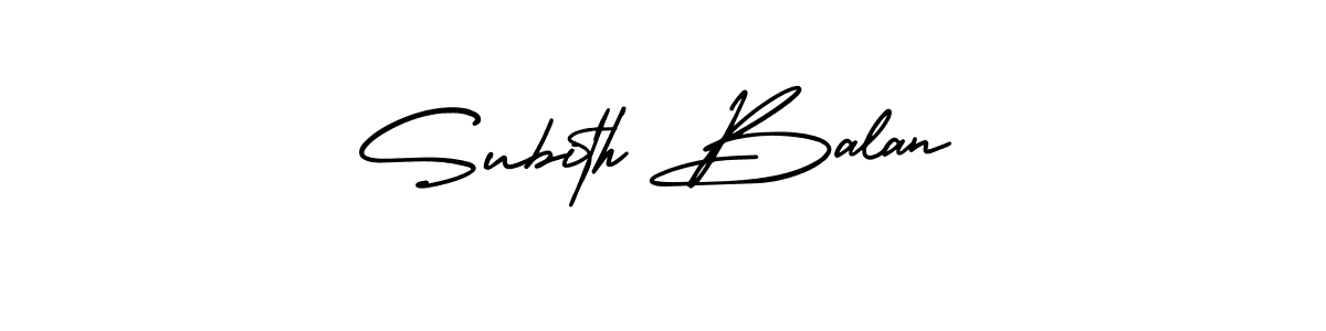 The best way (AmerikaSignatureDemo-Regular) to make a short signature is to pick only two or three words in your name. The name Subith Balan include a total of six letters. For converting this name. Subith Balan signature style 3 images and pictures png