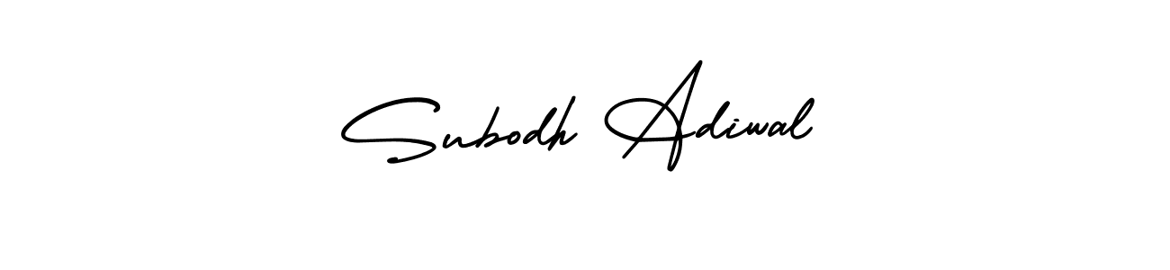 The best way (AmerikaSignatureDemo-Regular) to make a short signature is to pick only two or three words in your name. The name Subodh Adiwal include a total of six letters. For converting this name. Subodh Adiwal signature style 3 images and pictures png