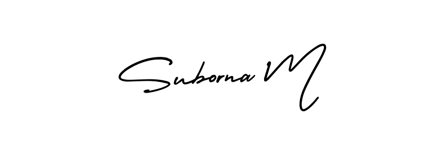 AmerikaSignatureDemo-Regular is a professional signature style that is perfect for those who want to add a touch of class to their signature. It is also a great choice for those who want to make their signature more unique. Get Suborna M name to fancy signature for free. Suborna M signature style 3 images and pictures png