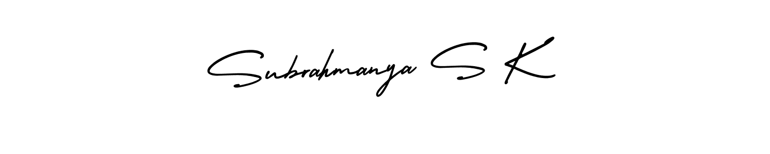 Similarly AmerikaSignatureDemo-Regular is the best handwritten signature design. Signature creator online .You can use it as an online autograph creator for name Subrahmanya S K. Subrahmanya S K signature style 3 images and pictures png
