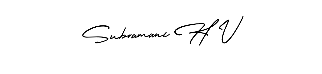 The best way (AmerikaSignatureDemo-Regular) to make a short signature is to pick only two or three words in your name. The name Subramani H V include a total of six letters. For converting this name. Subramani H V signature style 3 images and pictures png
