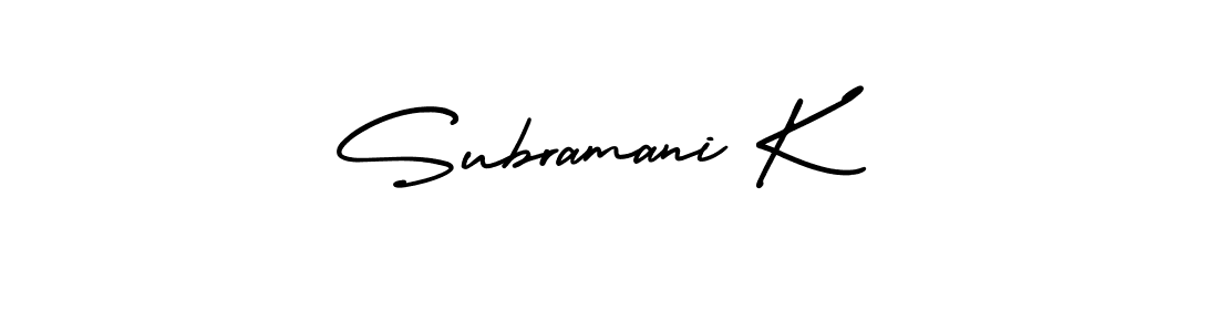 Create a beautiful signature design for name Subramani K. With this signature (AmerikaSignatureDemo-Regular) fonts, you can make a handwritten signature for free. Subramani K signature style 3 images and pictures png
