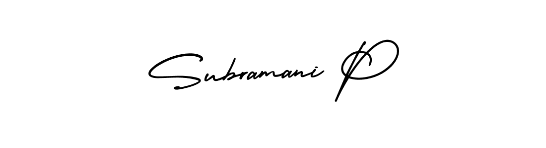 if you are searching for the best signature style for your name Subramani P. so please give up your signature search. here we have designed multiple signature styles  using AmerikaSignatureDemo-Regular. Subramani P signature style 3 images and pictures png