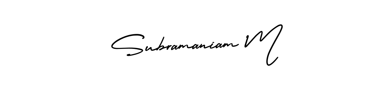 Make a short Subramaniam M signature style. Manage your documents anywhere anytime using AmerikaSignatureDemo-Regular. Create and add eSignatures, submit forms, share and send files easily. Subramaniam M signature style 3 images and pictures png